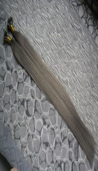 

silver grey straight keratin human fusion hair nail u tip machine made remy pre bonded hair extension 16quot 20quot 24quot 15209556, Black