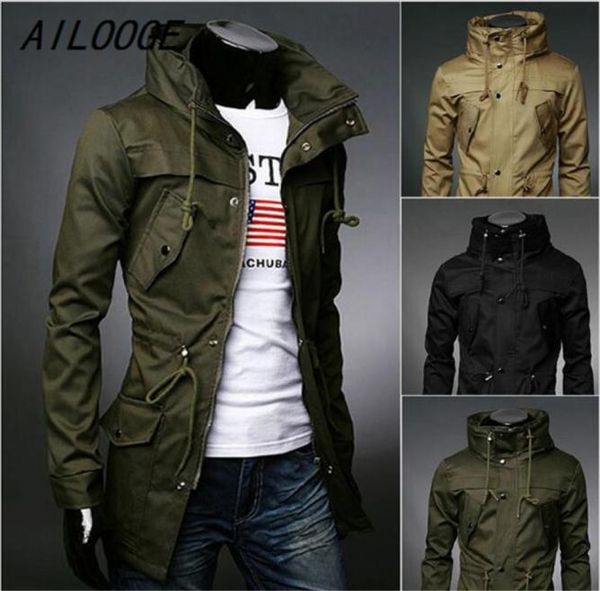 

ailooge 2017 autumn male trench slim mediumlong fashion outerwear trench male2471807, Tan;black