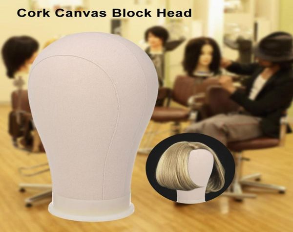 

21quot25inch cork canvas block head mannequin head wig display stereoscopic cork canvas block styling manikin canvas head3285206, White