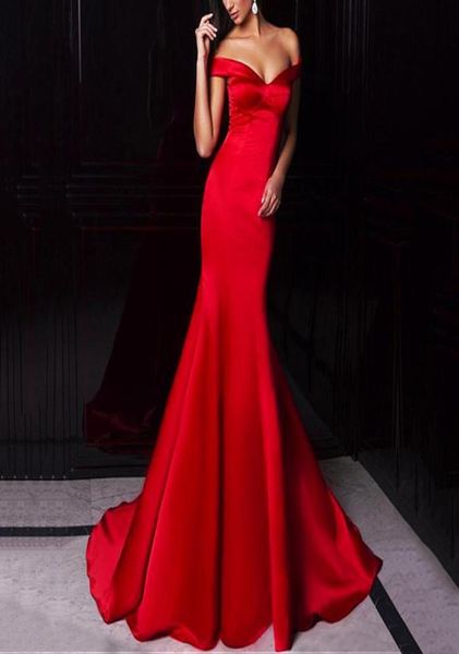 

vestidos cortos de gala modest long mermaid prom dresses off shoulder sweetheart red satin ombre evening party dress women party g8323620, Black