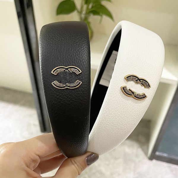 

vintage brand designer double letter printing headbands for women wide-brimmed thicken hairbands headwrap cloth fabric headwear street fashi, Silver