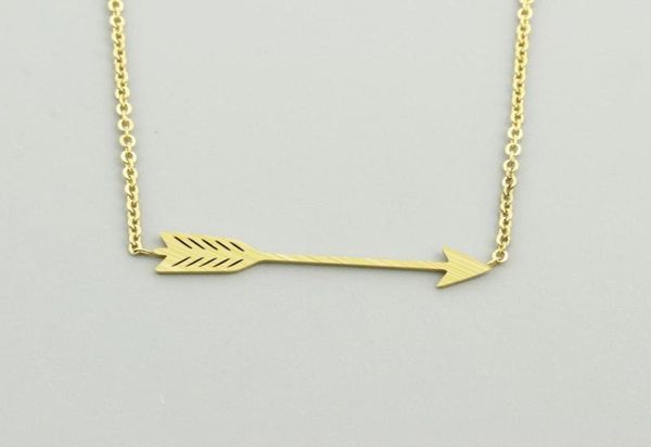 

minimalist one direction arrow pendant necklace women men jewelry stainless steel gold chain feather collier bijoux femme1070432, Silver