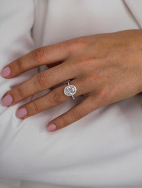 

jovova fashion14k rose/white gold 8*12 mm oval cut 4.5 carats moissanite lab grown diamond ring for woman3655574, Silver
