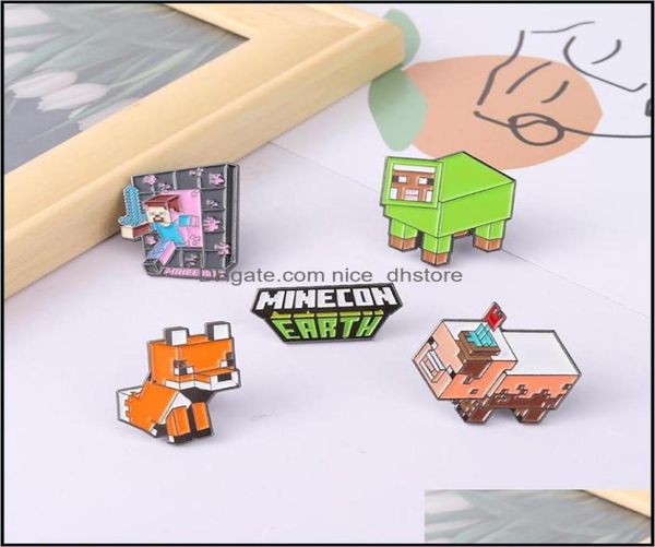 

pinsbrooches jewelry creative design game minecraft brooch cartoon cute enamel pins letter building block peripheral badge female 3676649, Gray