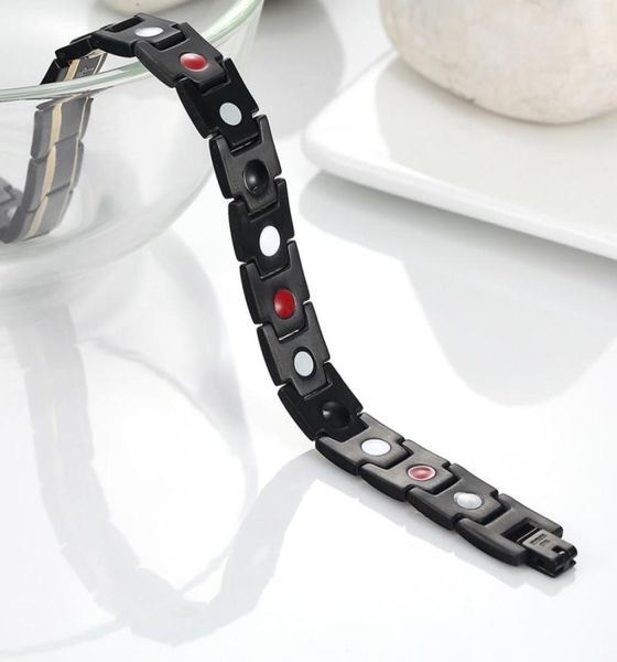 

health bangles magnetic 316l stainless steel charm bracelet jewelry elegant titanium magnetic therapy bracelet pain relief for art6077230, Black