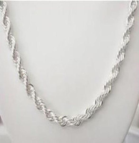 

fine 925 sterling silver necklacexmas new 925 silver chain 4mm 1624inch e rope necklace for women men fashion jewelry link 86695206557030