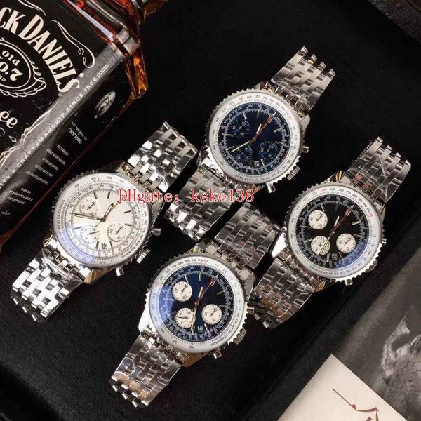 

4 style elling electronic 43mm ab012012 stainless steel vk quartz chronograph working mens watches men wristwatch298y, Slivery;brown