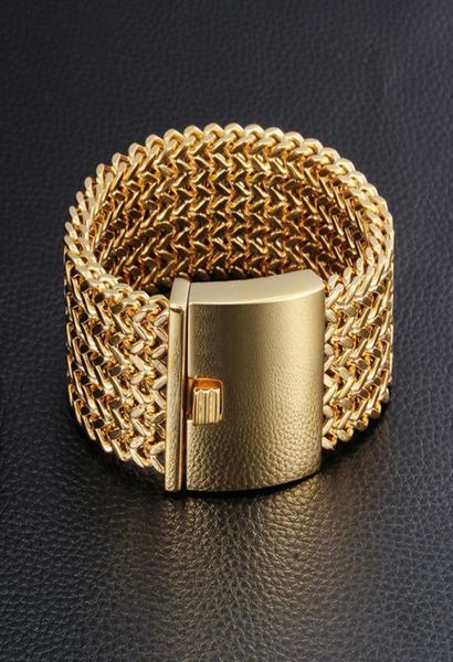 

straightforward real man 178g heavy 316l stainless steel 30mm wide quintuplicate square figaro chain bracelet gold tone 903907236080, Golden;silver
