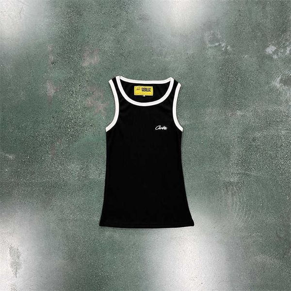 

knitted men's edge vest embroidery original tank man fashion short shirt, Black;brown