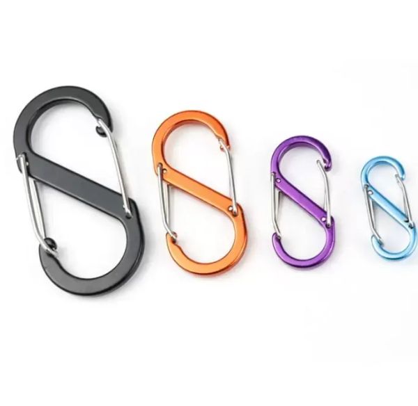 

large keychain multifunctional key ring outdoor tools camping stype buckle 8 characters quickdraw carabiner junezz