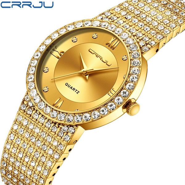 

crrju couple watch fashion men jewelry bracelet stainless steel quartz watches women dress wristwatch male lover gift watch218s, Slivery;brown