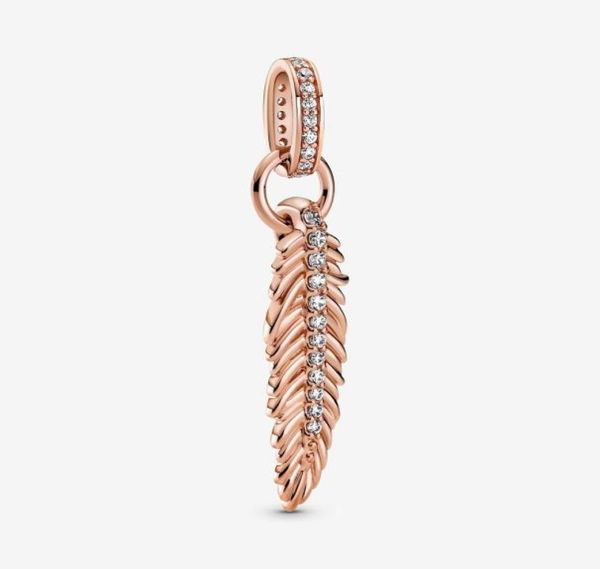

100 925 sterling silver sparkling feather dangle charms fit original european charm bracelet fashion women wedding engagement jew1730250, Bronze;silver