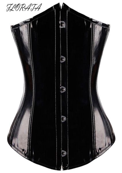 

gothic fetish black underbust corset pvc vinyl bustier laceup punk s2xl body shaper5526966, Black;white
