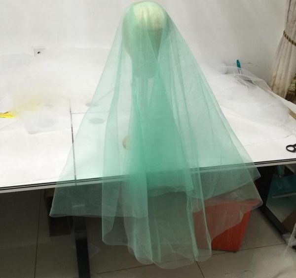 

mint green fingertip bridal veils customized soft nylon tulle wedding veil raw cut 70quot diameter two layer circle veil with co9314729, Black