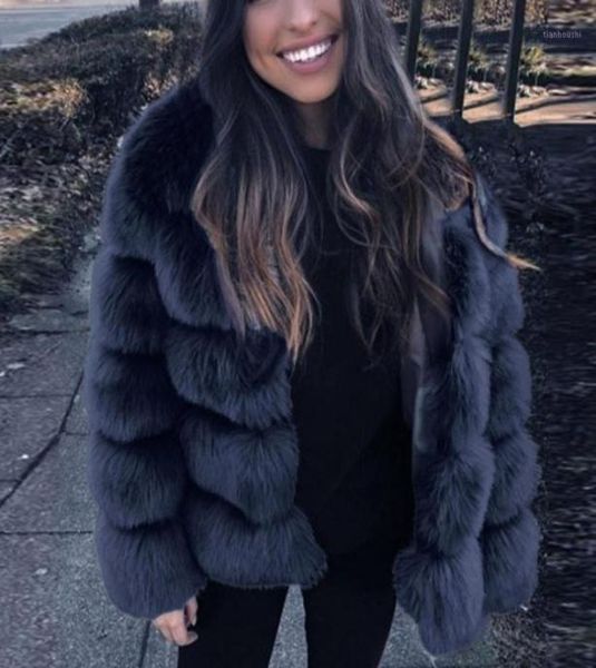 

mink coats women 2020 winter fashion pink faux fur coat elegant thick warm outerwear fake fur jacket chaquetas mujerg3013600588, Black