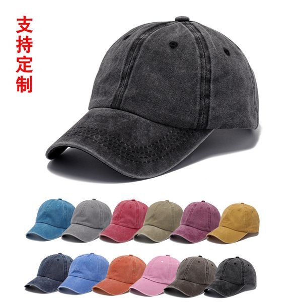 

washed cotton printed hat old dad hat men's vintage foreign trade baseball hat popular soft sun hat wholesale, Yellow