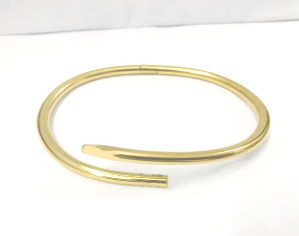 

luxury design jewelry designer bracelet women men bangle stainless steel 16 and 19 size gold rose silver charm fashion screw nail 3306898, Black