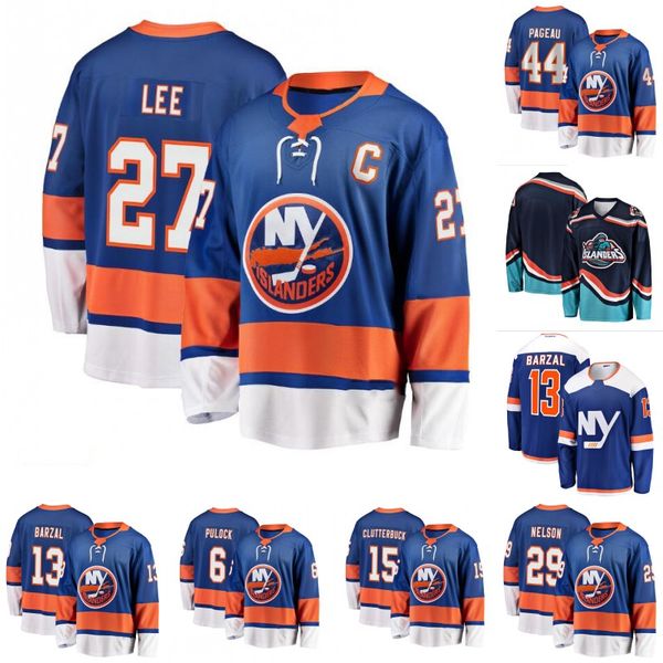 

ny 27 anders lee jersey bo horvat noah dobson zach parise josh bailey mathew barzal cal clutterbuck brock nelson adam pelech ilya sorokin ma, Black;red