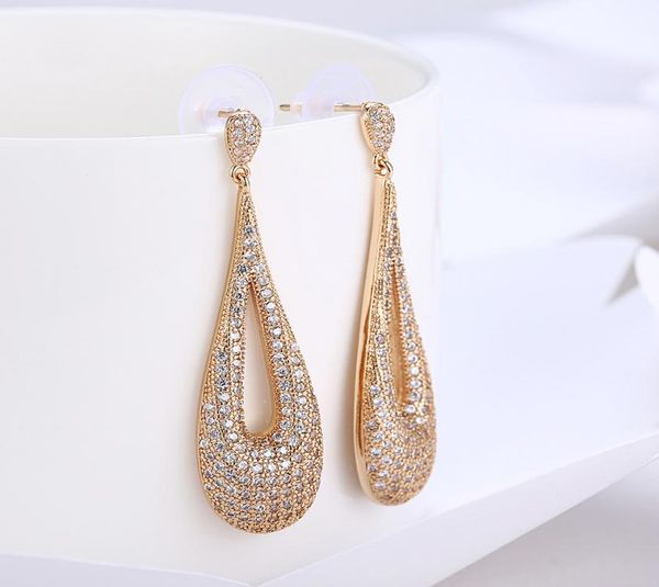 

fashion k gold dropshaped zircon earrings romantic wind ladies champagne gold earrings ladies wedding jewelry long ea3715474, Silver