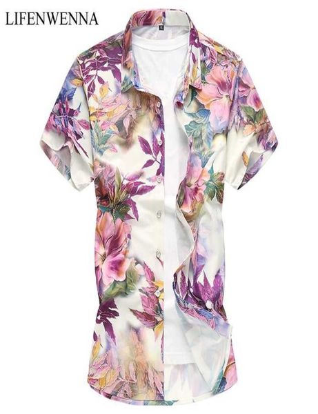 

summer fashion print men039s shirt floral print short sleeve shirt mens clothes trend mens slim fit casual print shirts m7xl t4168559, White;black
