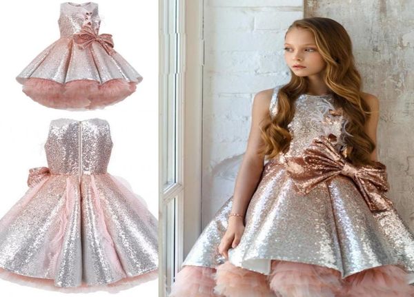 

2020 shiny sequins flower girls dresses sleeveless tulle tiered tutu girls pageant gowns gorgeous puffy prom dresses8717757, White;blue