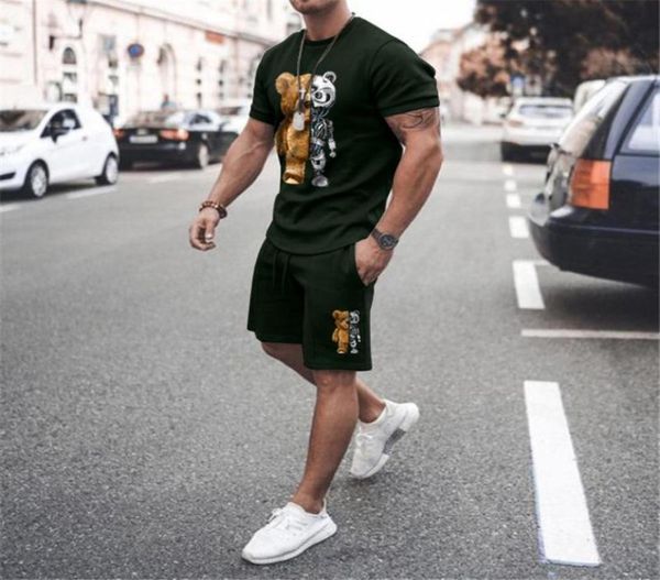 

men039s tracksuits summer tracksuit tshirts men streetwear clothing printing casual sportswear sets 20215212127, Gray