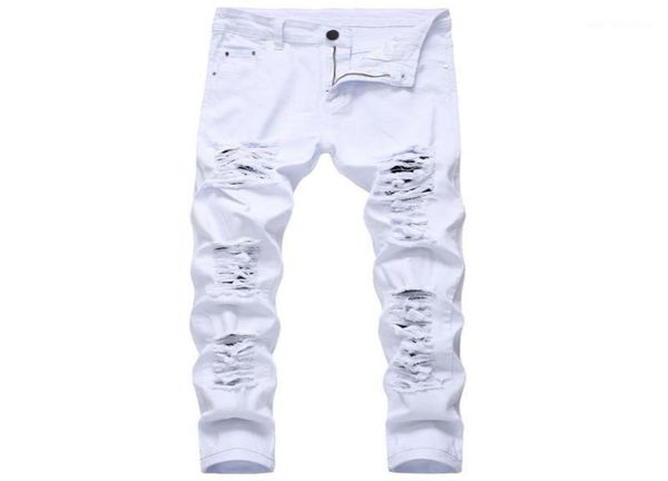 

men039s jeans white for men streetwear retro washed destroyed ripped jean brand designer vintage classical pants mens clothing14855761, Blue