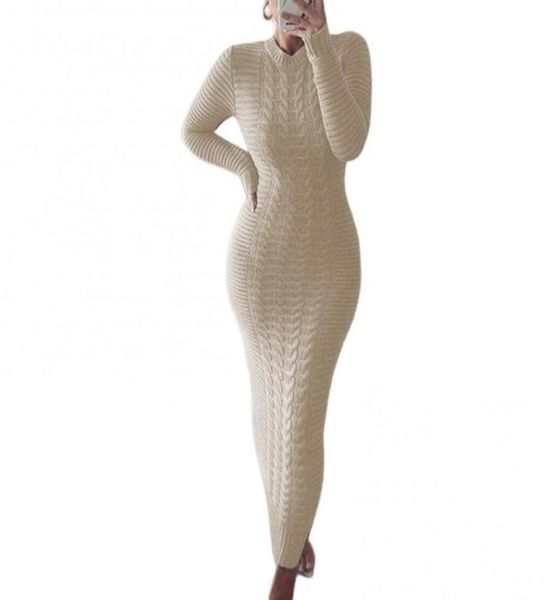 

casual dresses women autumn winter solid color long sleeve ed knitted bodycon warm plus size sweater dress5525916, Black;gray