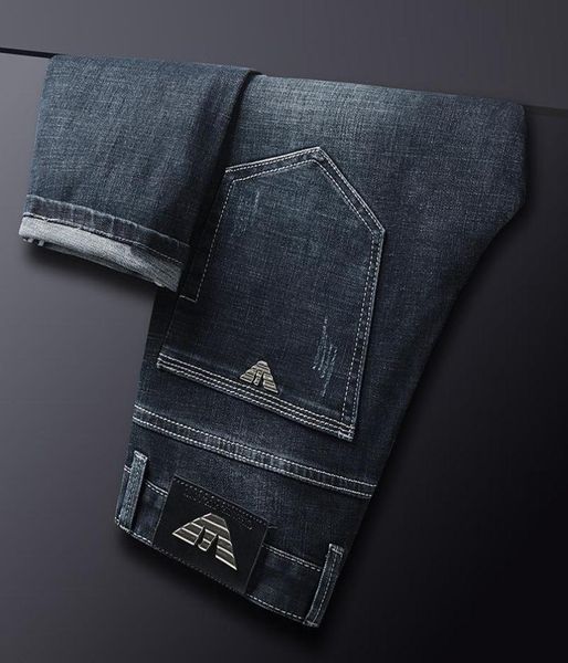 

men039s jeans winter autumn slim elastic cotton italy eagle brand fashion business classic style denim pants trousers male4100845, Blue