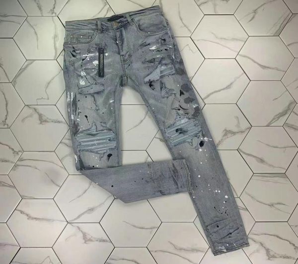 

ph364 men039s distressed ripped skinny jeans fashion mens jeans slim motorcycle moto biker causal mens denim pants hip hop men 1406971, Blue