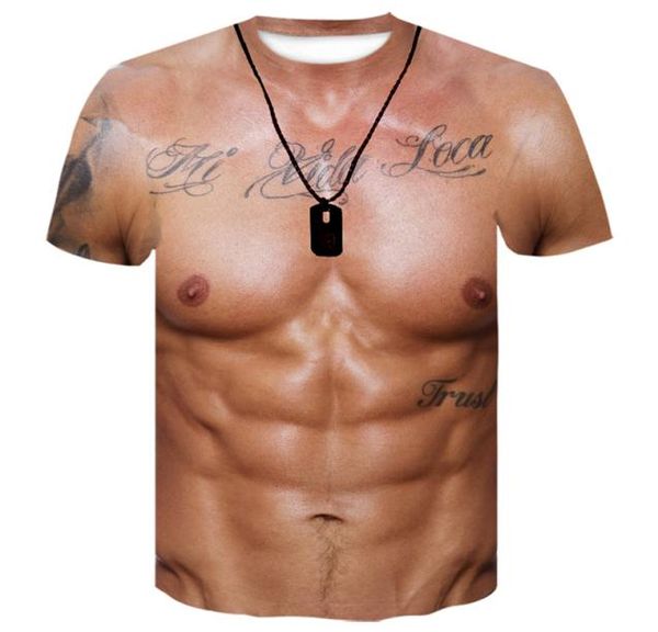 

big boobs muscle t shirt mens funny naked personality novelty tshirts for men man tshirt homme8887151, White;black