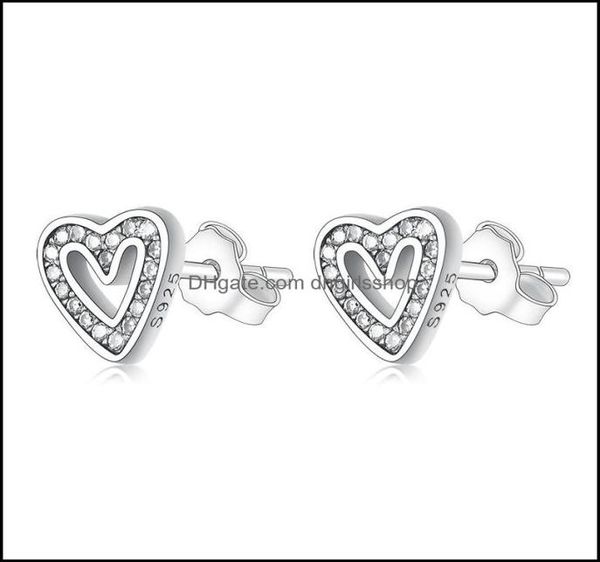 

stud earrings jewelry 925 sterling sier studs minimal ethnic handmade heart mix zirconia brinco boucle doreille pendientes dhafj9597903, Golden;silver
