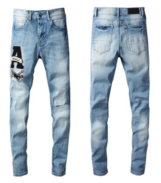 

jeans designer mens trousers famous brand european and american camouflage patchwork stretch blue solid casual plaid regular pant 7029060