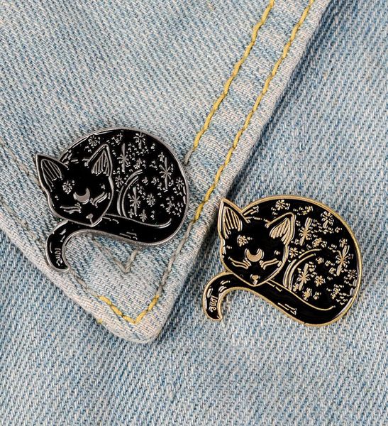

gold silver enamel pin sleeping cats badge brooch bag clothes lapel pin dark gothic punk animal jewelry gift for cat fans kids9980161, Gray