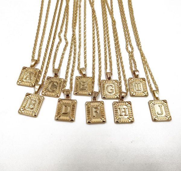 

rongho vintage metal gold letter pendant necklace for women rectangle shield choker necklace punk boho chain necklace bijoux 20193923150, Golden;silver