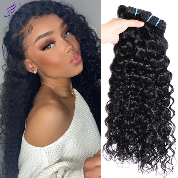 

modern show 30 32 inch water wave bundles remy hair extensions natural black bundles brazilian weave 1/3/4 pcs 100% human hair
