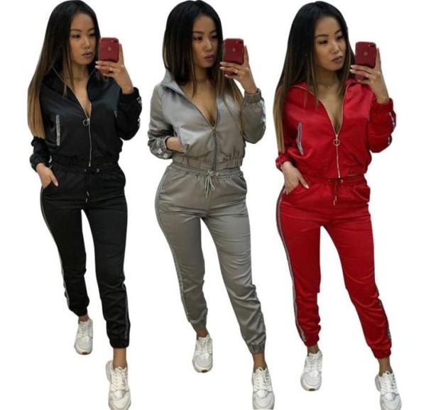 

women tracksuit autumn two piece suits ladies jackets sweatpants sets long sleeve sweatsuit female sports running set 0508286825984288972, Gray
