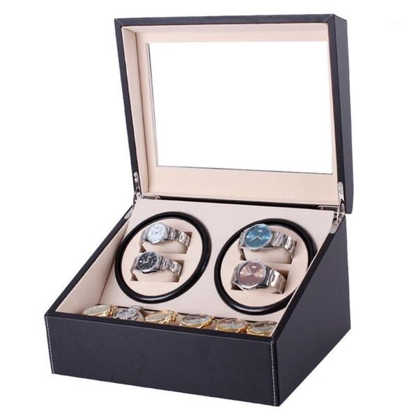 

watch winders mechanical black pu leather automatic storage box collection display jewelry us plug winder box1316j