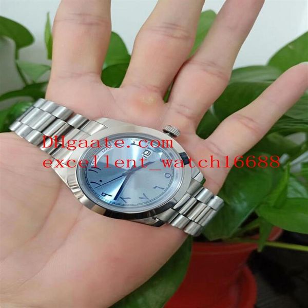 

new style mens wristwatches 40 mm 228206 stainless steel ice ice blue arabic rare dial asia 2813 automatic mechanical mens wristwa256g, Slivery;brown