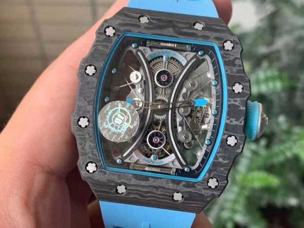 

tourbillon watch rm53-01 rm53 pablo mac donough superb men wrist watches we20 high-end quality mechanical uhr ntpt all carbon fiber case mon, Slivery;brown