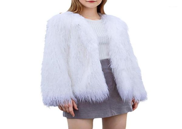 

plus size faux fur coat women winter fur jacket white vintage plush lady warm fluffy jacket coats overcoat womens clothes 201916903547, Black