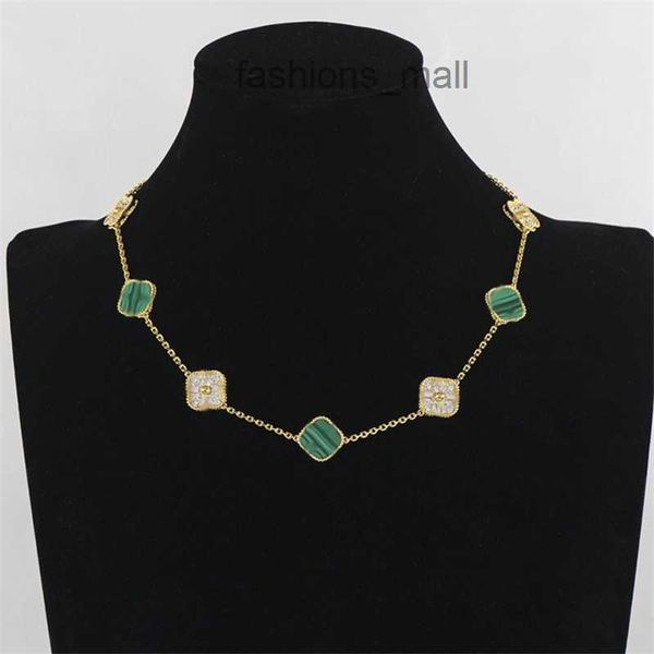 

designer necklace van clover necklace gold pendant 10 four leaf diamond luxury classic necklaces for womens long chain jewellery titanium si, Silver