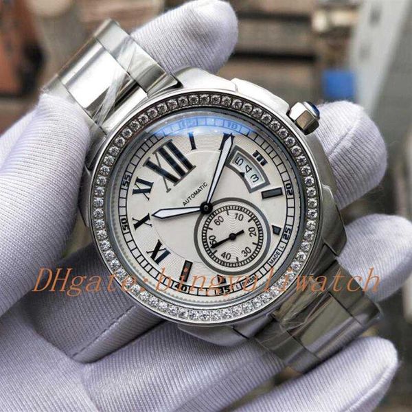 

luxury new men watch calibre de series wf100003 watch white dial stainless steel strap automatic movement 42mm men's sport wr188z, Slivery;brown