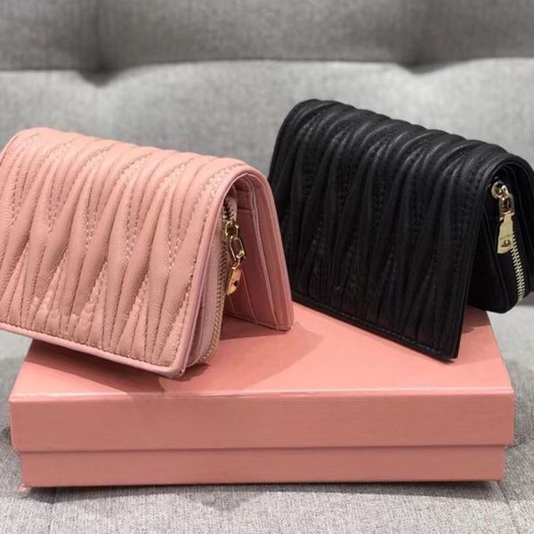 

luxurys designers thread wallets purses fashion short wallet monog pleated classic zipper pocket pallas bag zip coin purse, Brown;gray