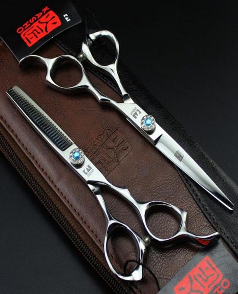 

new arrival professional barber hair cutting scissors kasho 60 inch 9cr blue gemstone screw3304720