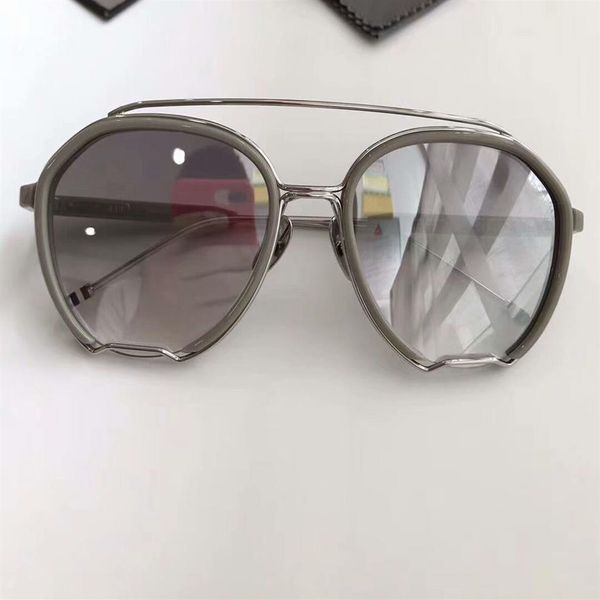 

fashion pilot sunglasses for men tb 810 gray frame silver flash lens gafas de sol glasses mens sunglasses with box262b, White;black