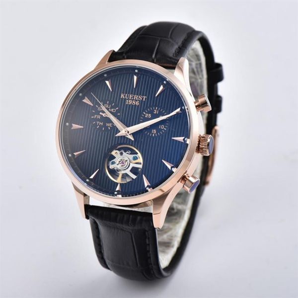 

2021 new men watches business automatic watches black skeleton dial leatcher strap wristwatch 41mm de un reloj para hombre relojes279f, Slivery;brown