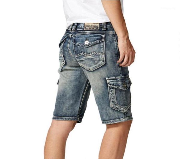

men039s jeans kiovno fashion men cargo casual denim shorts straight washed short for male size 2938 multi pockets14503952, Blue