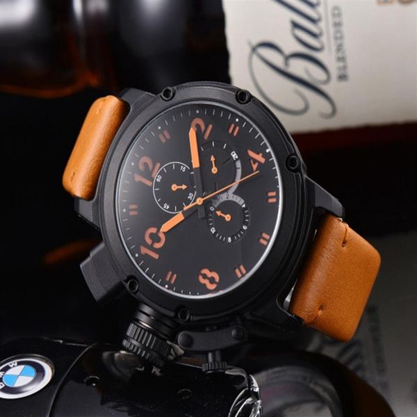 

2021 six stitches black case mens watch sports 50mm big boat classic automatic movement mechanical u watches luxury wristwatches314q, Slivery;brown