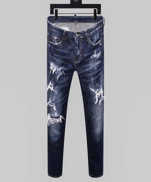 

mens jeans denim blue skinny ripped pants version navy old fashion italy style9058427